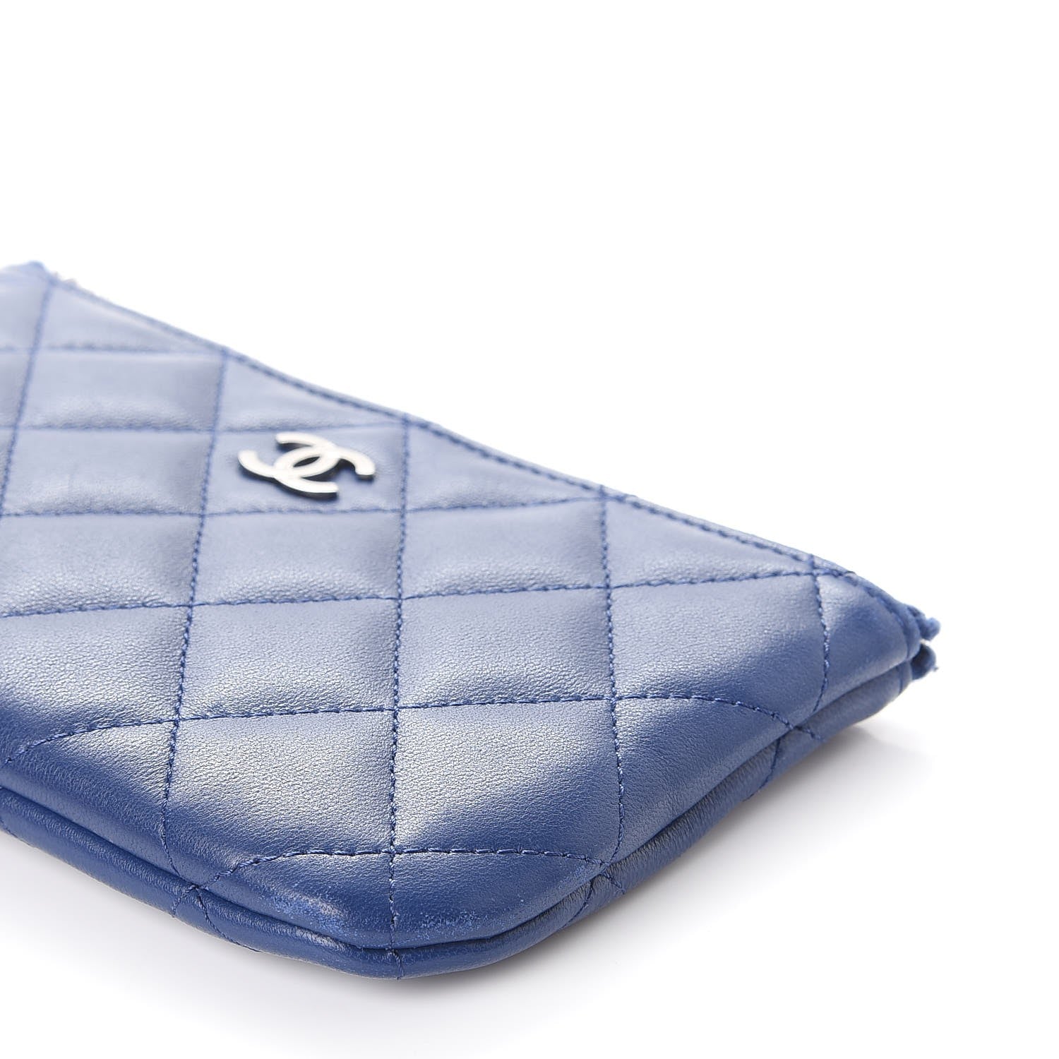 Chanel Lambskin Quilted Small Cosmetic Case Blue 1 of 9