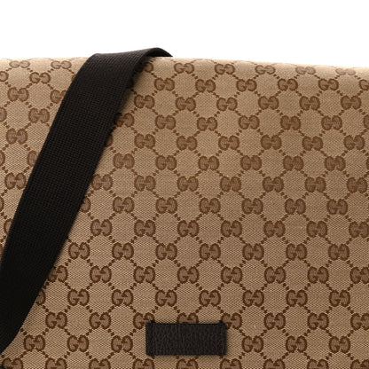 Gucci Monogram Large Flap Messenger Bag Beige Dark Brown 8 of 10