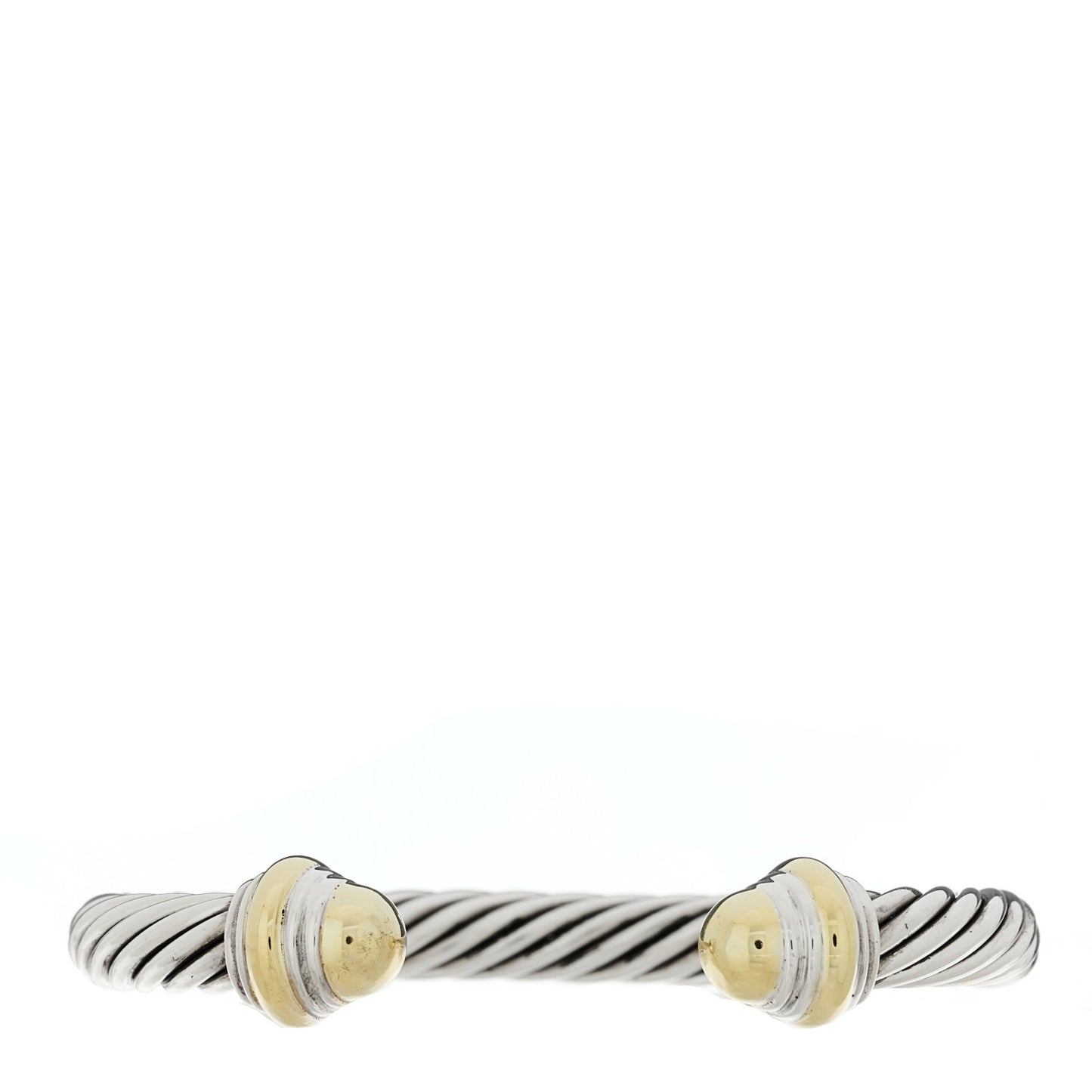 Sterling Silver 14K Yellow Gold 7mm Cable Classics Dome Bracelet