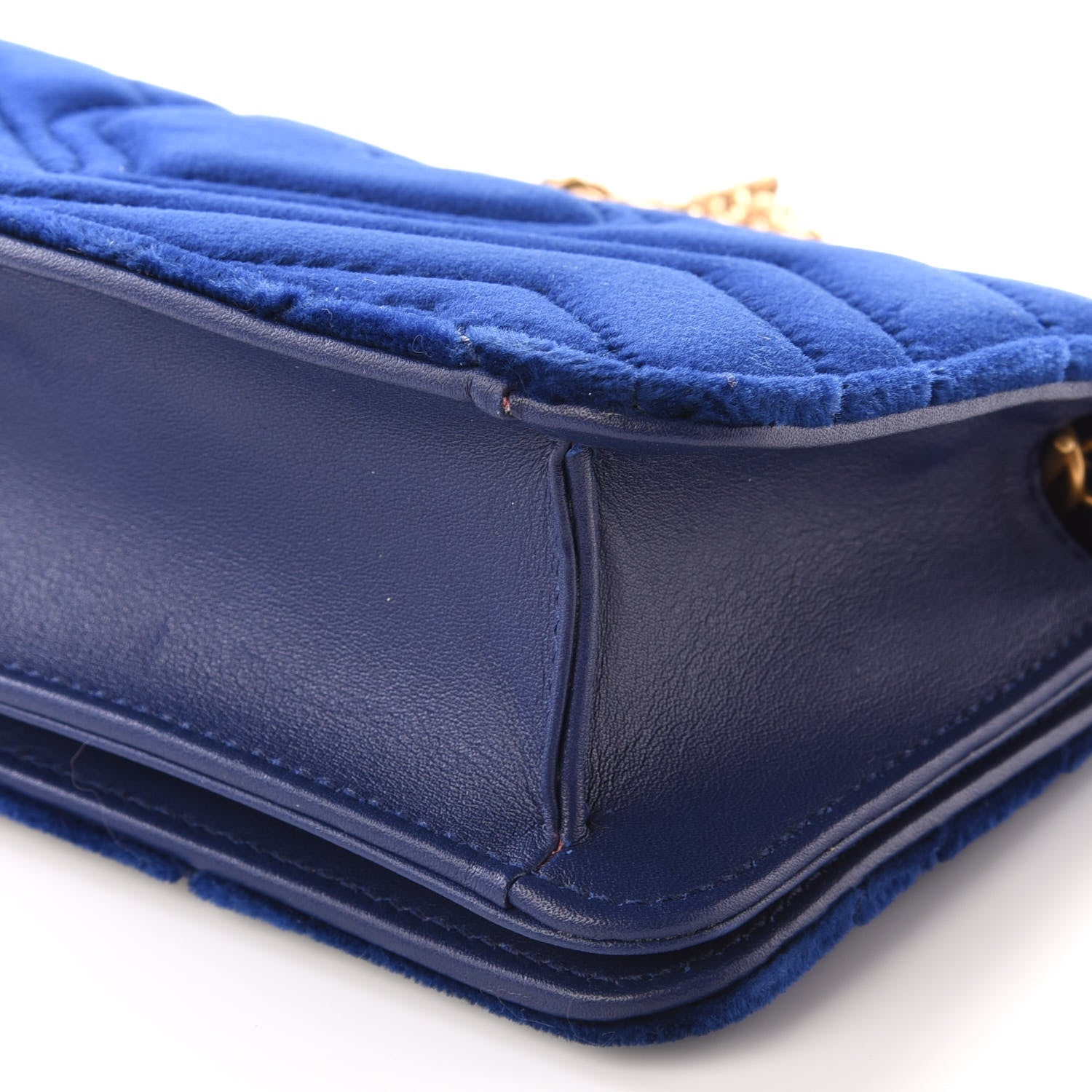 Gucci Velvet Matelasse GG Marmont Mini Bag Cobalt Blue 8 of 13