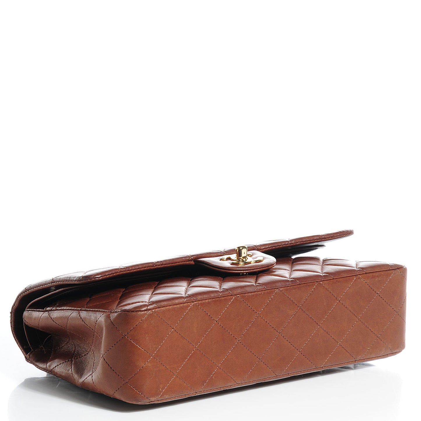 Lambskin Medium Double Flap Chocolate Brown