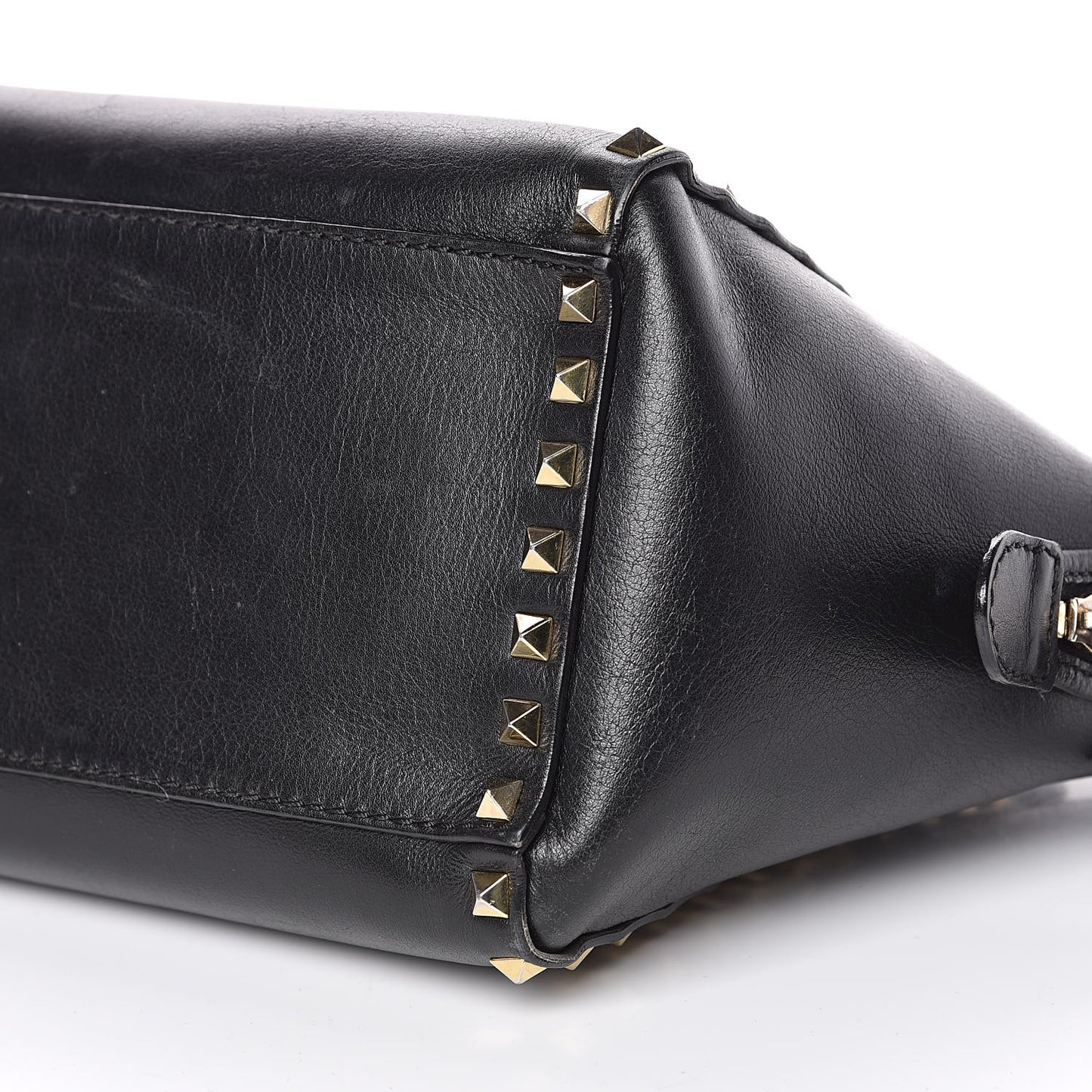Vitello Small Rockstud Double Handle Tote Black