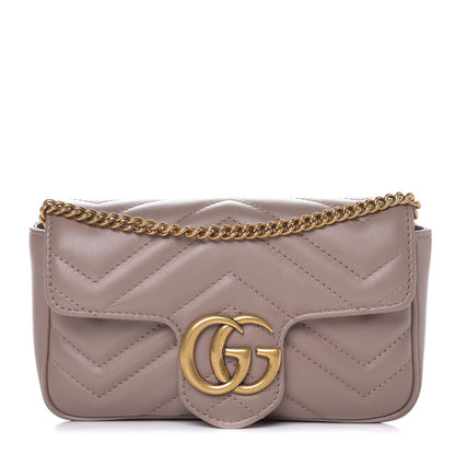 Gucci Calfskin Matelasse Super Mini GG Marmont Shoulder Bag Porcelain Rose 1 of 9