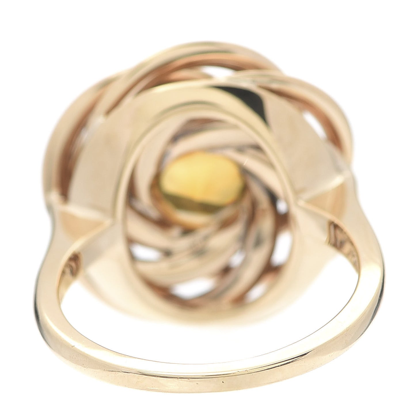 18K Yellow Gold Citrine Round Circle Ring 50 5.5