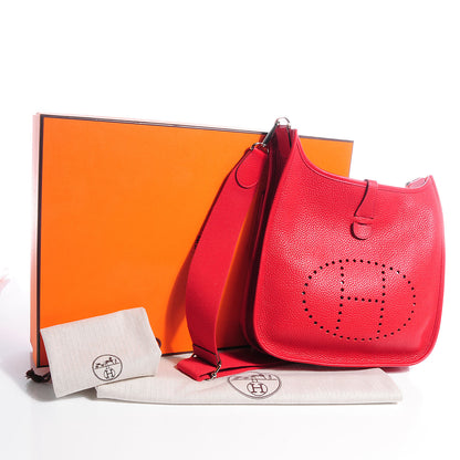 Hermes Taurillon Clemence Evelyne PM III Rouge Casaque 5 of 8