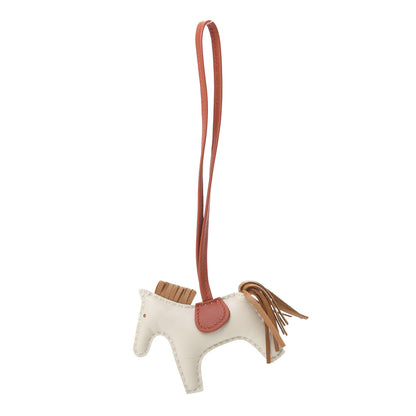 Hermes Milo Lambskin Grigri Rodeo Horse Bag Charm PM Craie Sesame Cornaline 1 of 5