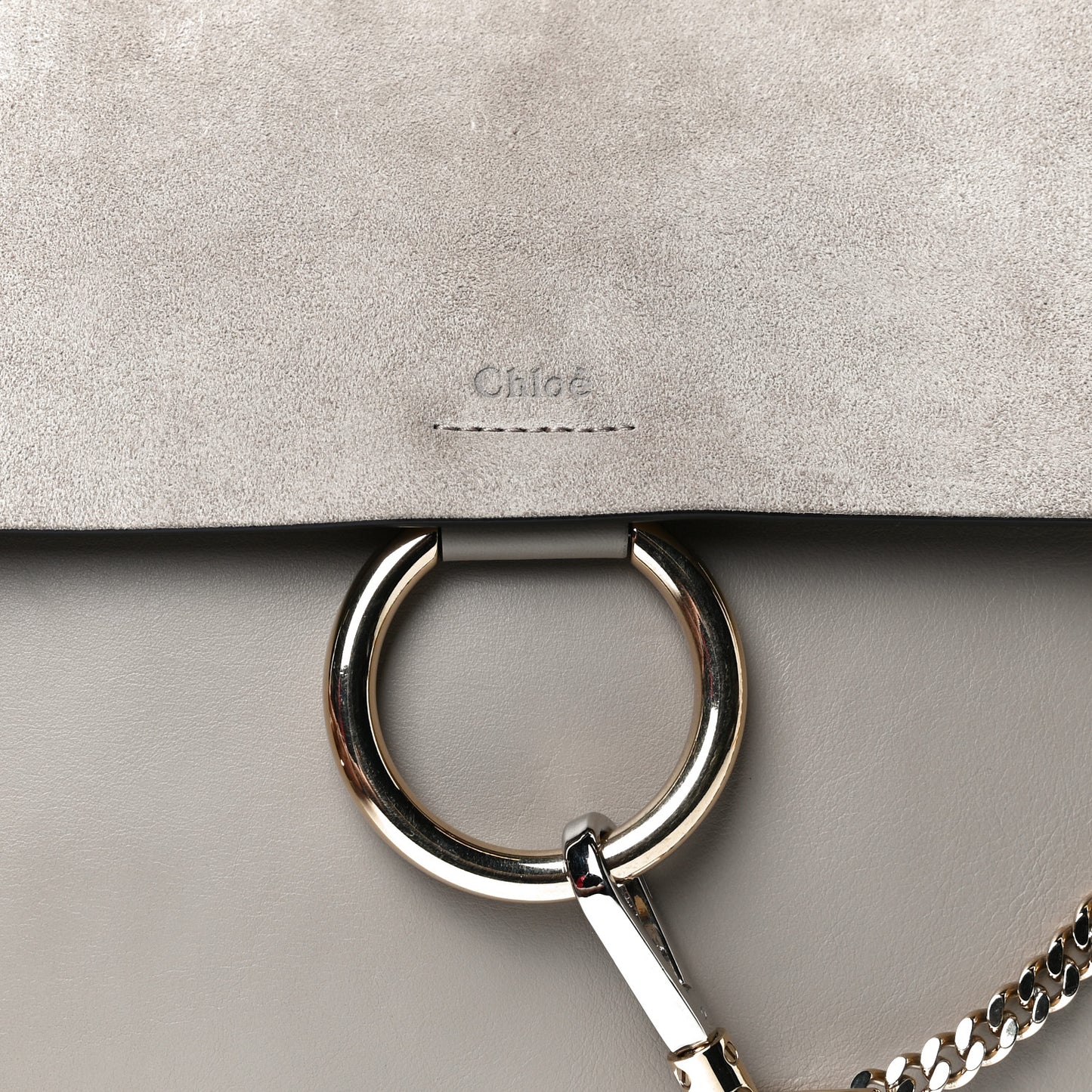 Calfskin Suede Medium Faye Shoulder Bag Motty Grey
