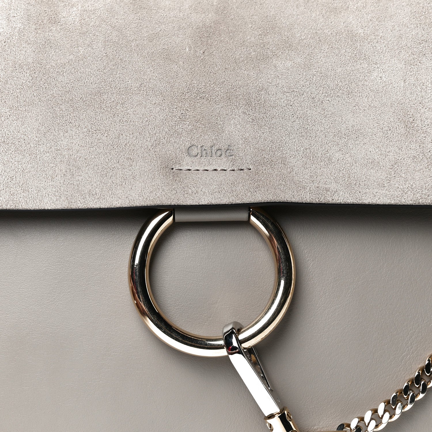 Chloe Calfskin Suede Medium Faye Shoulder Bag Motty Grey 7 of 9