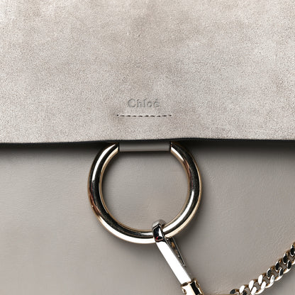 Chloe Calfskin Suede Medium Faye Shoulder Bag Motty Grey 7 of 9