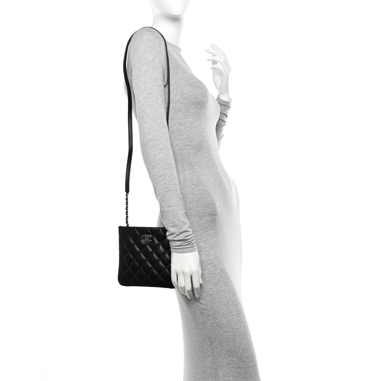 Lambskin Quilted Crossbody Bag Black