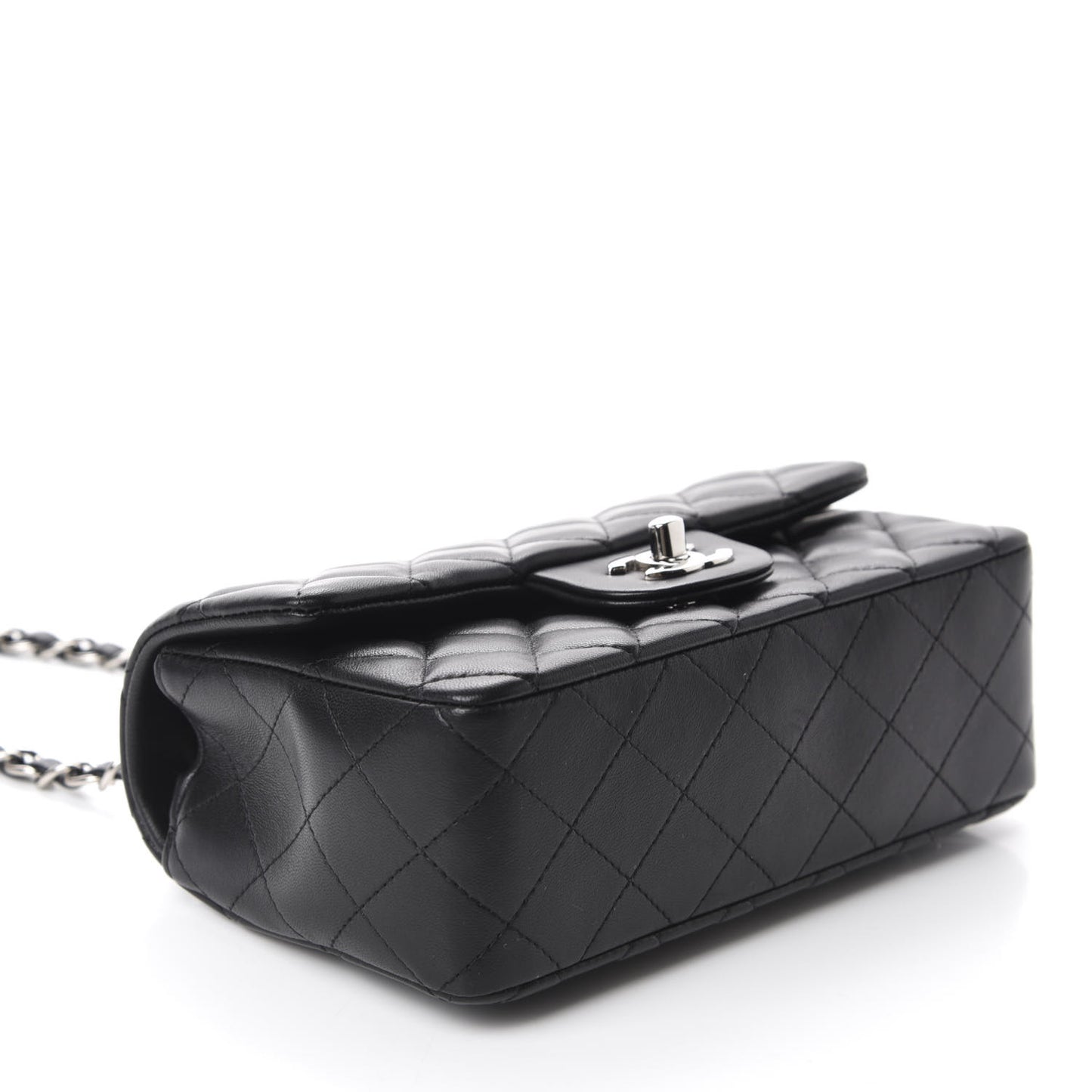 Lambskin Quilted Mini Rectangular Flap Black