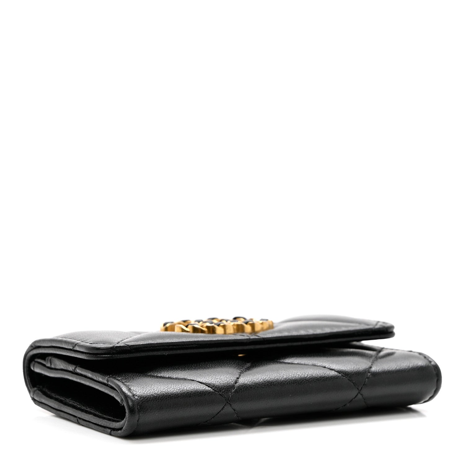 Chanel Lambskin Quilted Chanel 19 Flap Card Holder Black 4 of 9