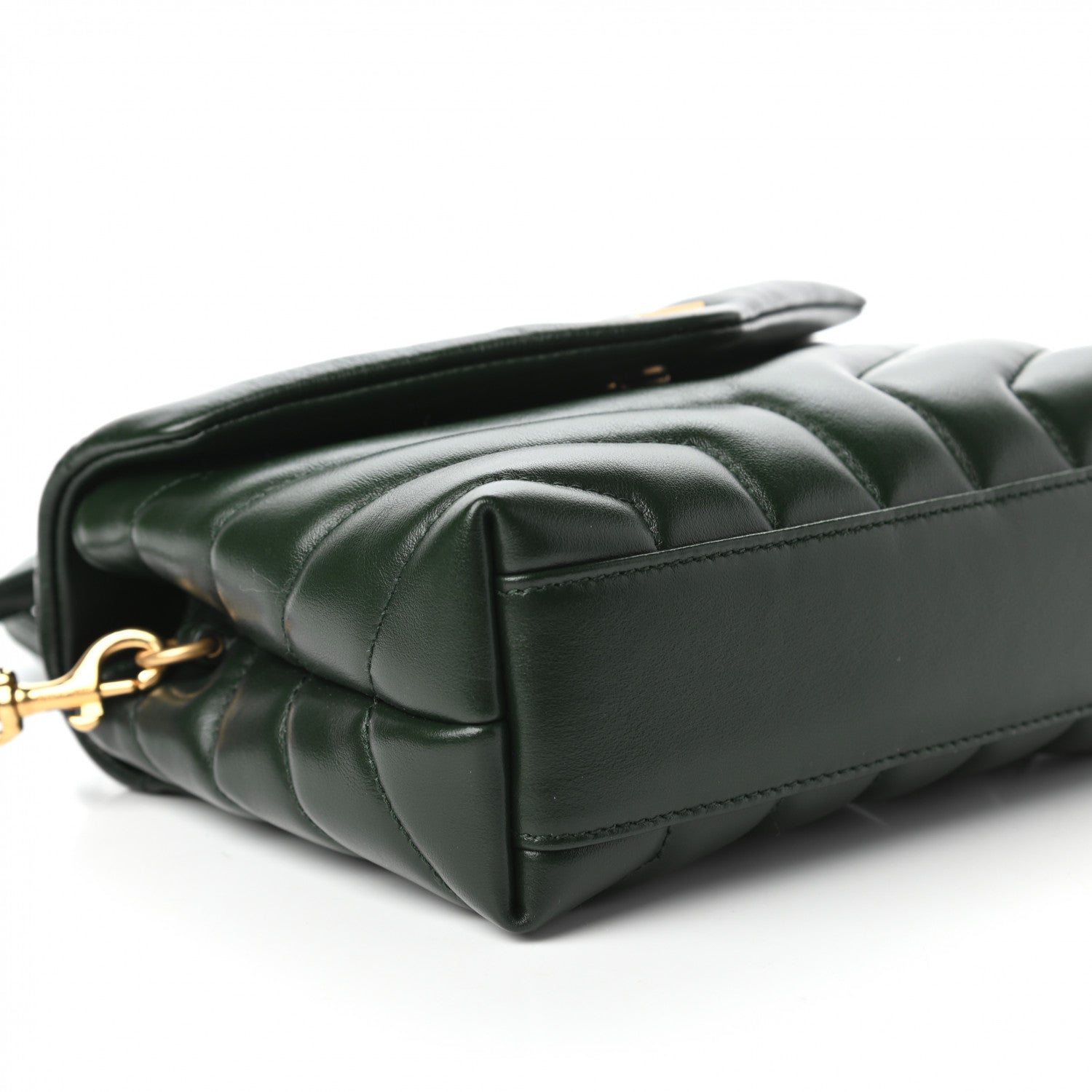 Saint Laurent Calfskin Y Quilted Monogram Toy Loulou Crossbody Bag Deep Green 6 of 11