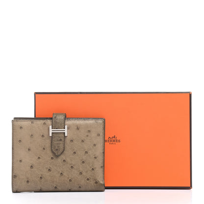 Hermes Ostrich Bearn Compact Wallet Gris Asphalte 8 of 8