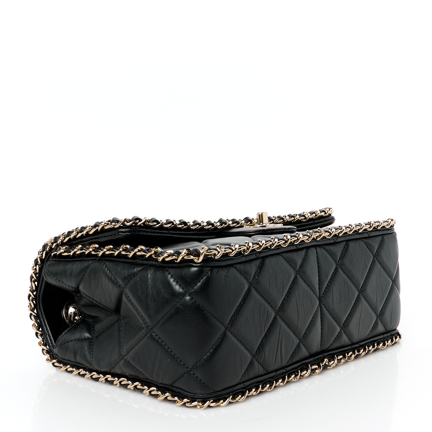 Chanel Crumpled Calfskin Medium Chain All Over Flap Black 4 of 11