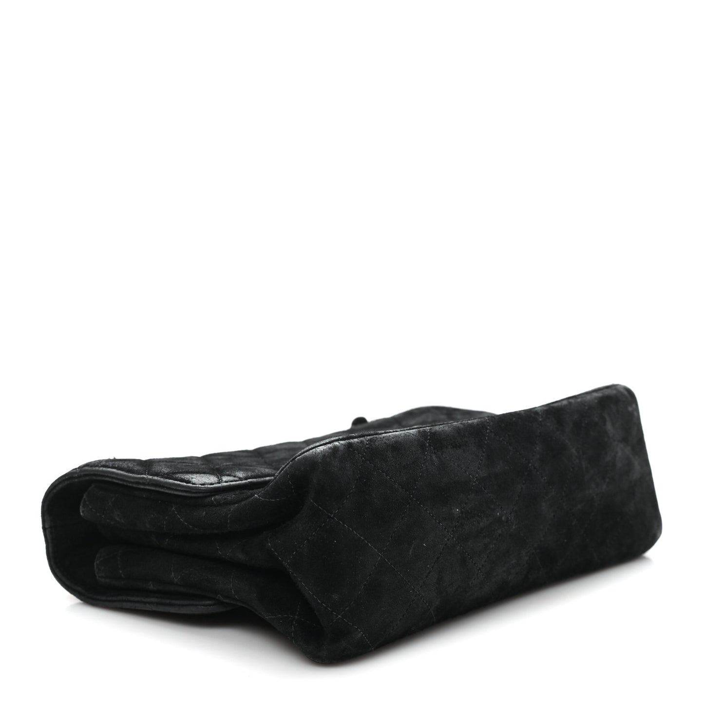 Suede Quilted Double Sided Small Flap Black