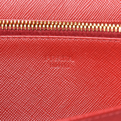 Prada Saffiano Metal Flap Wallet With Strap Fuoco 8 of 14