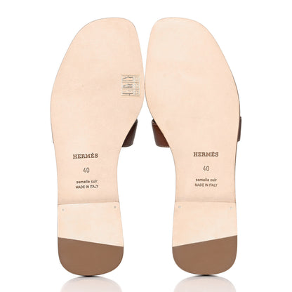 Hermes Box Calfskin Oran Sandals 40 Gold 5 of 9