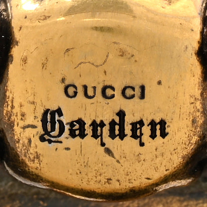 Gucci Metal Crystal Double G Brooch Aged Gold 4 of 5