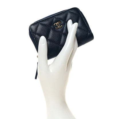 Chanel Caviar Quilted Zip Card Holder Navy 2 of 8