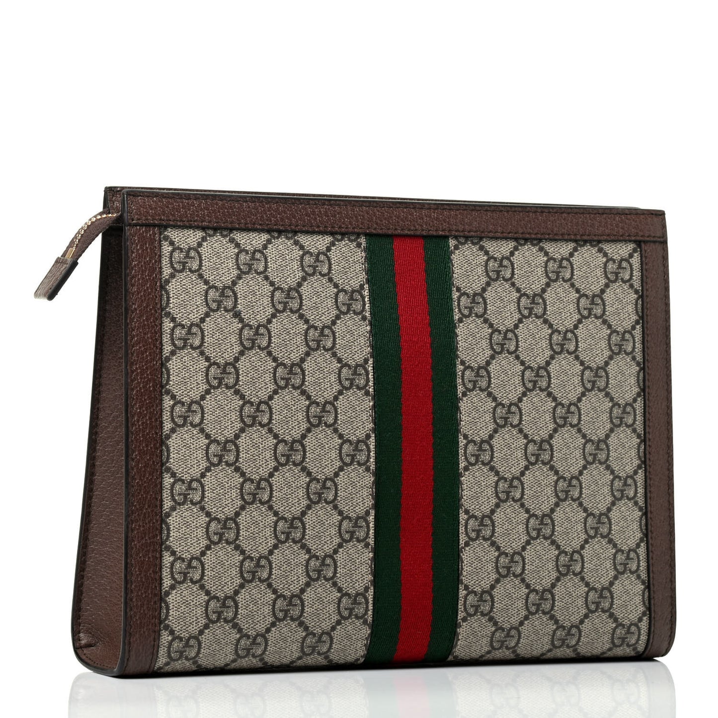 GG Supreme Monogram Web Ophidia Pouch Brown