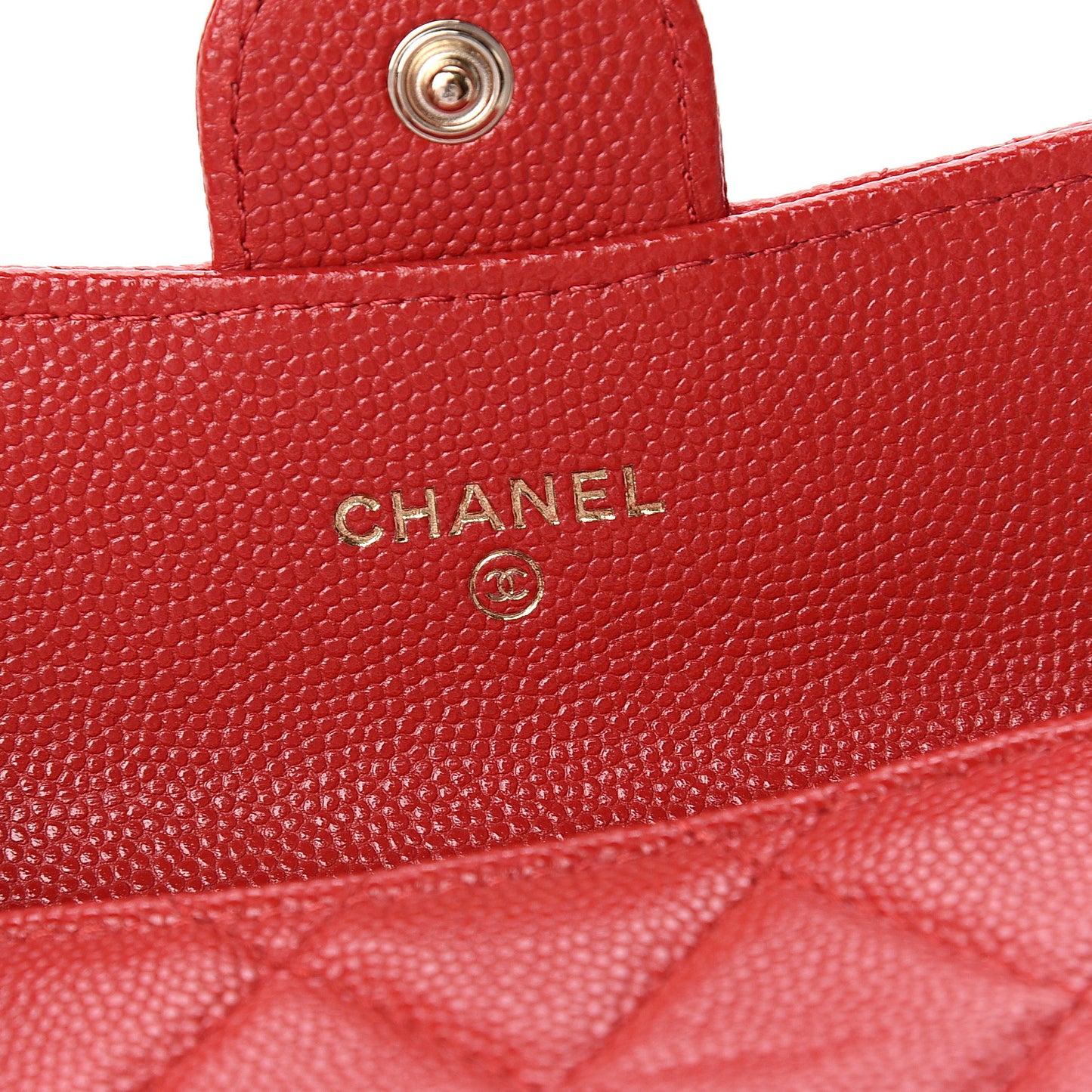 Caviar Quilted Flap Card Holder Wallet Red