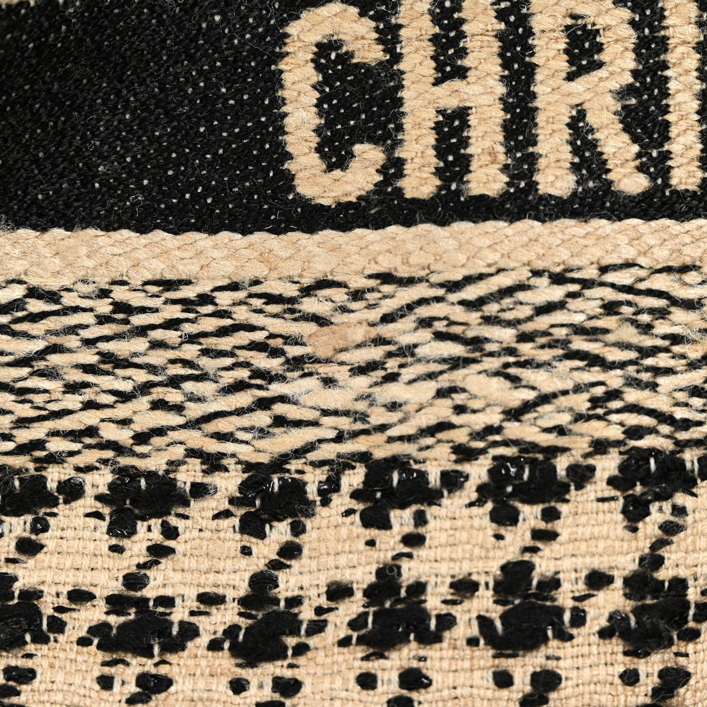 Wool Silk Houndstooth Fringe Scarf Beige Black