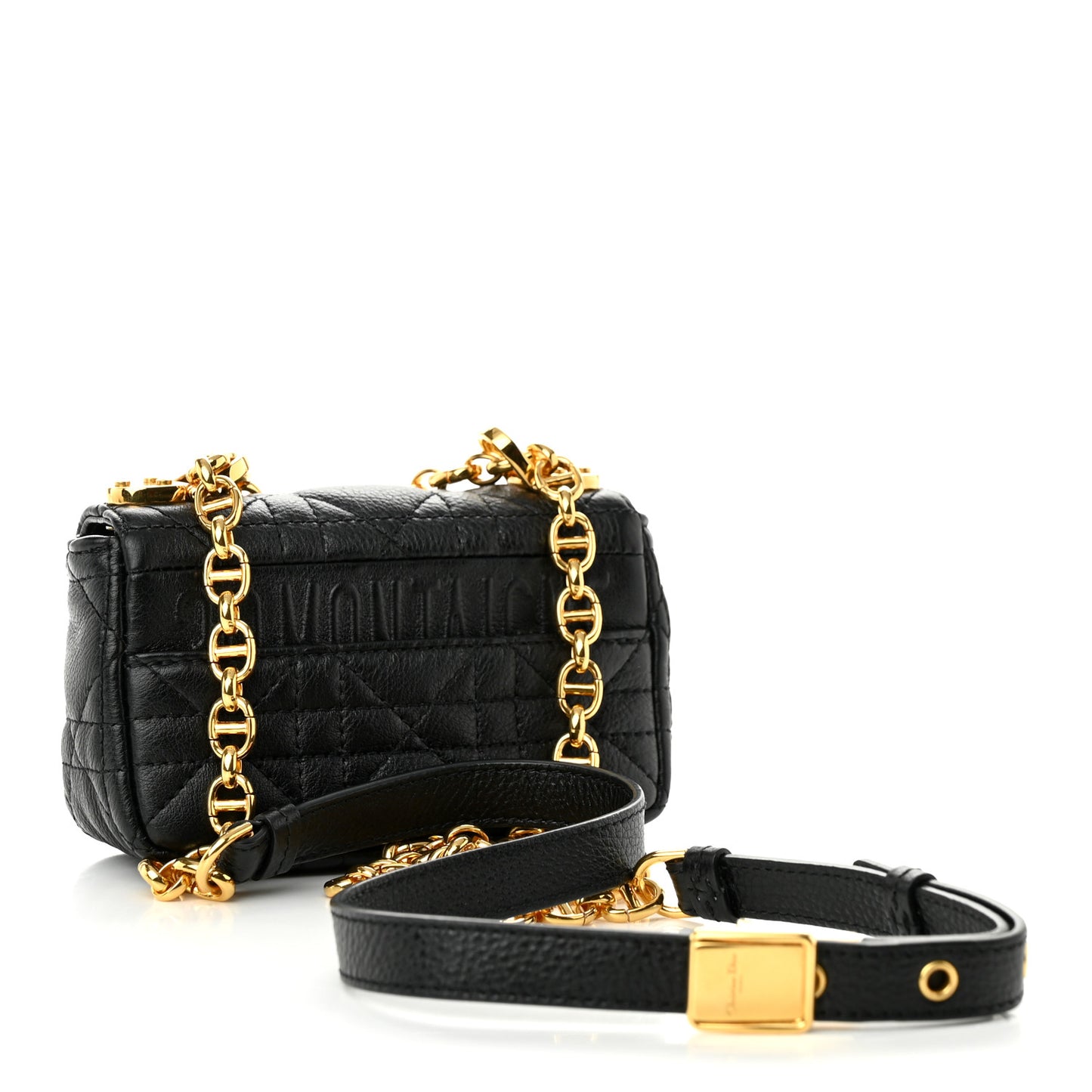 Supple Calfskin Cannage Micro Caro Bag Black