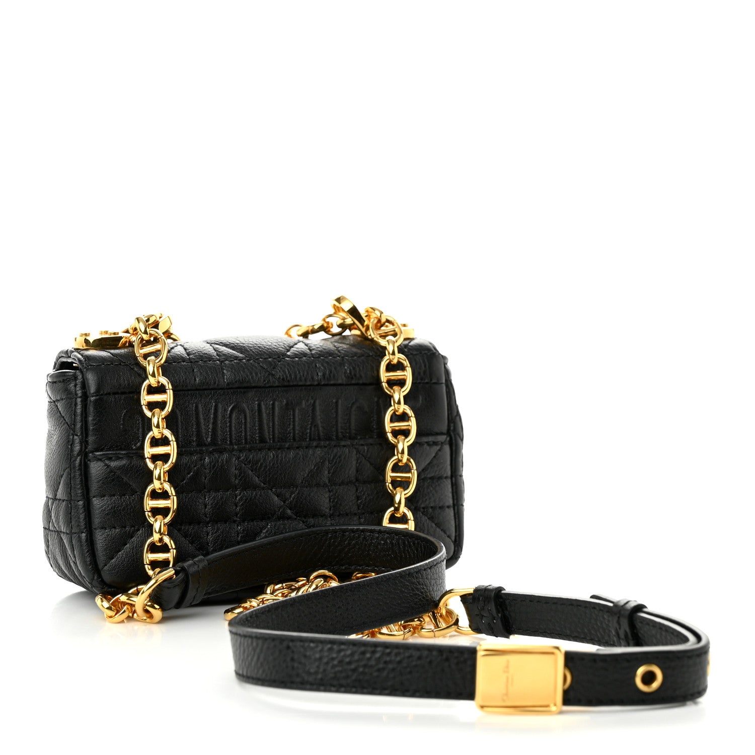 Christian Dior Supple Calfskin Cannage Micro Caro Bag Black 3 of 9