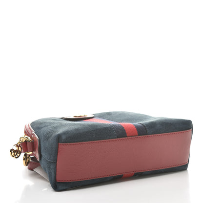 Gucci Suede Calfskin Web Small Ophidia Dome Shoulder Bag New Blue Romantic Cherry 4 of 11