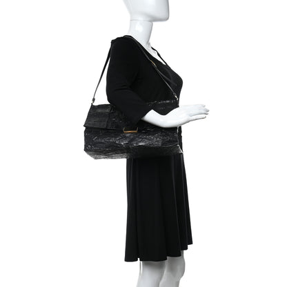 Stella McCartney Crinkled Faux Patent Beckett Shoulder Bag Black 2 of 13
