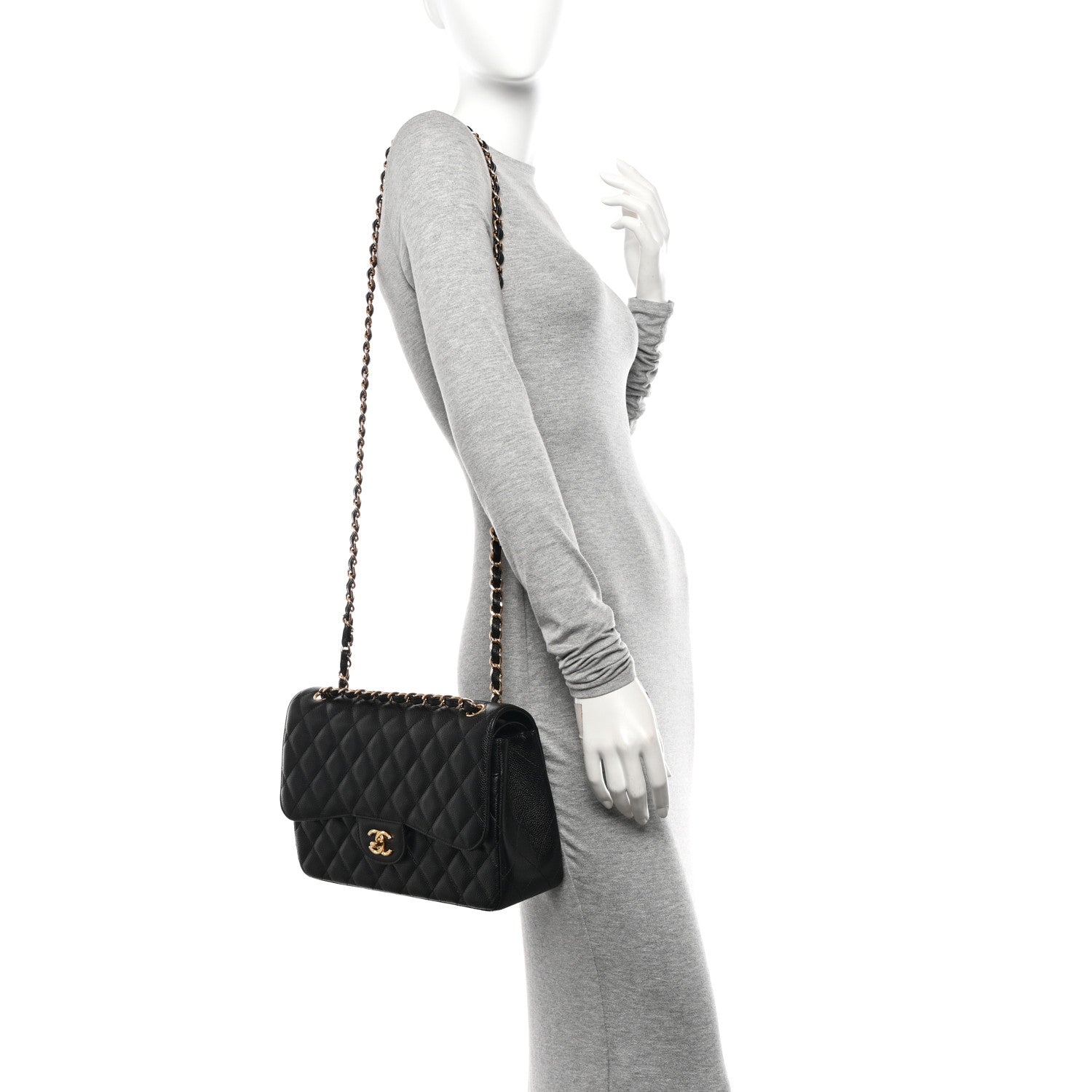 Chanel Caviar Quilted Jumbo Double Flap Black 2 of 10