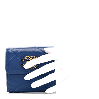 Chanel Goatskin Quilted Chanel 19 Small Flap Wallet  Blue 2 of 13