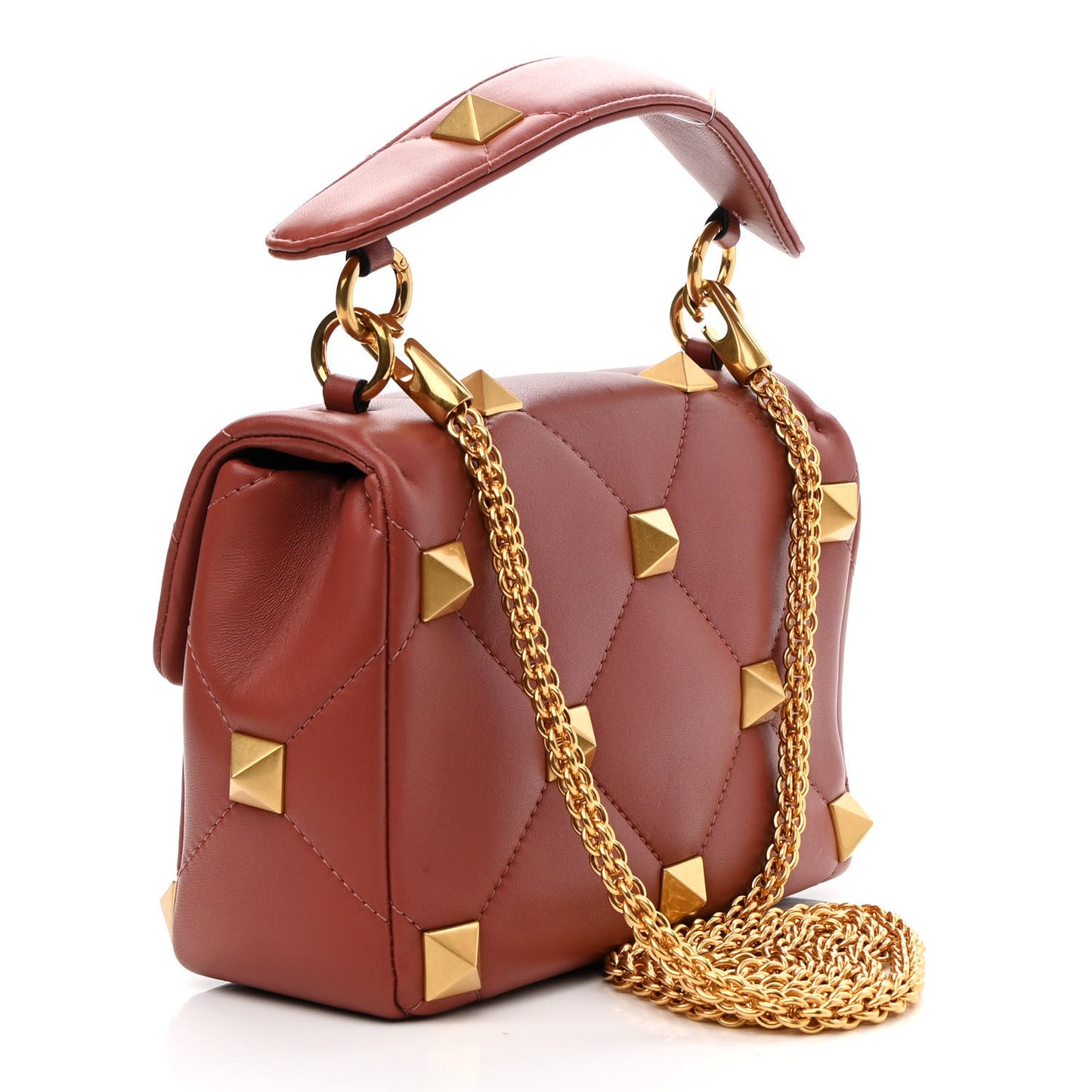 Nappa Medium Roman Stud Shoulder Bag Gingerbread