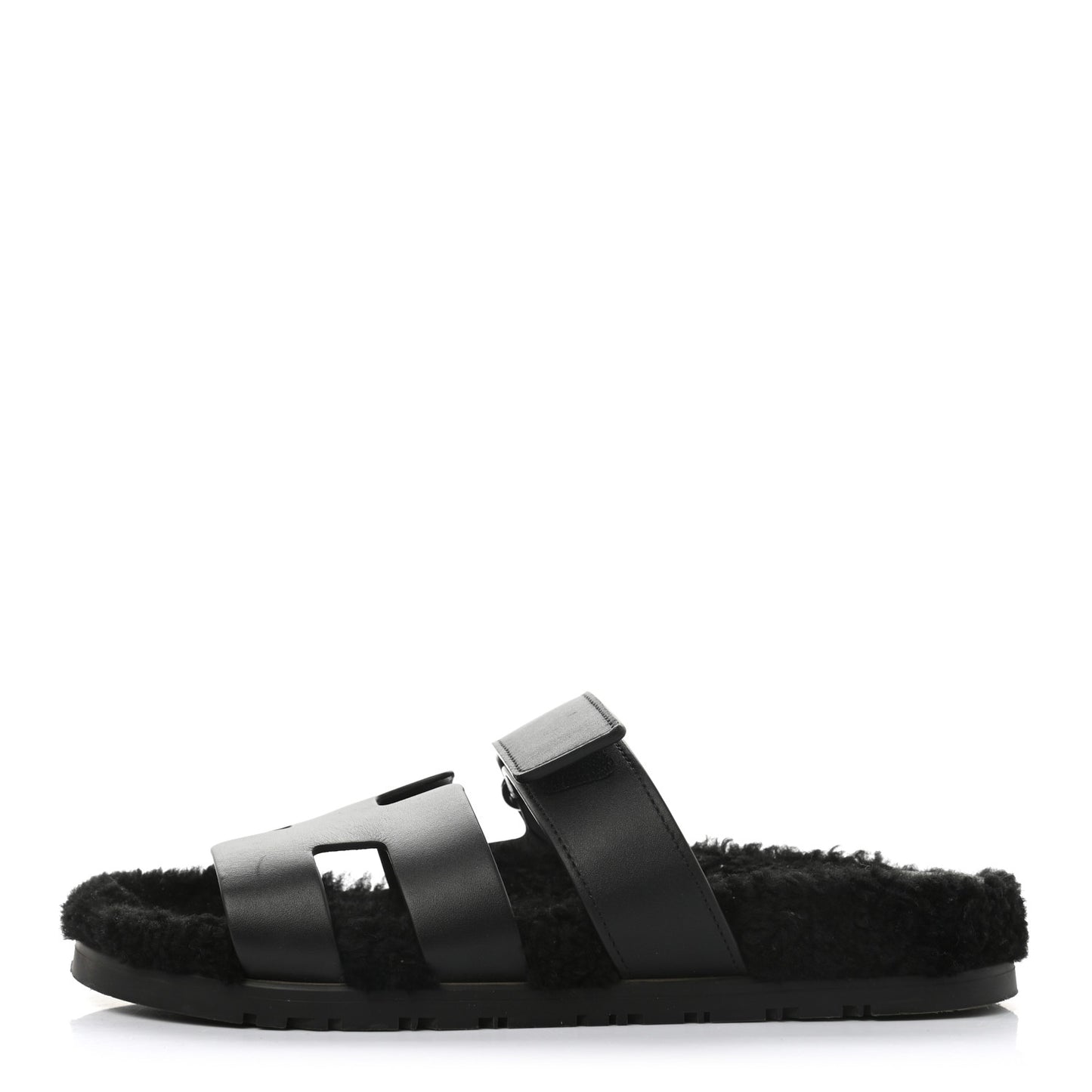 Calfskin Woolskin Womens Chypre Sandals 38 Black