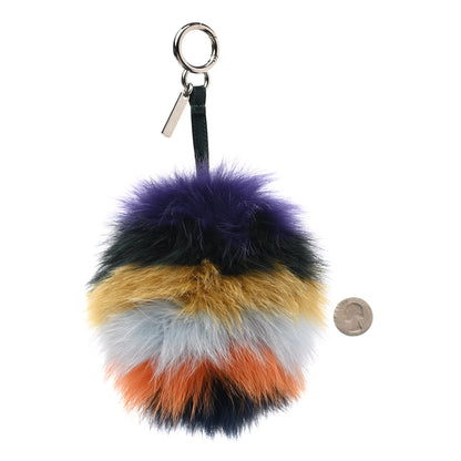 Fendi Fox Fur Shiny Nappa Rainbow Pom Pom Bag Charm Ametista Multicolor Grigio 2 of 5