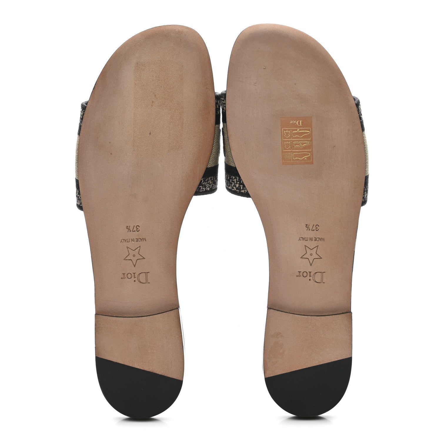 Christian Dior Canvas Mizza Embroidered Dway Mules Slide Sandals 37.5 Beige Multicolor 6 of 7