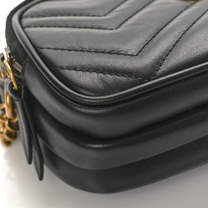 Gucci Calfskin Matelasse Mini GG Marmont Chain Crossbody Bag Black 7 of 8