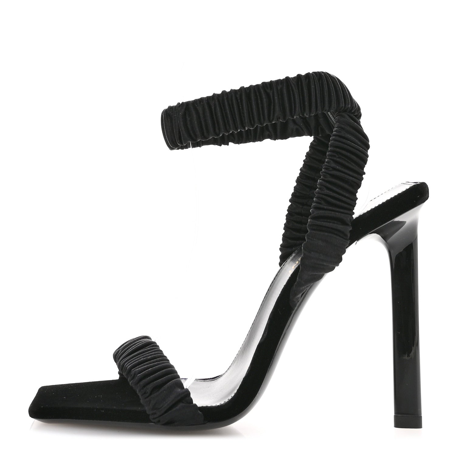 Saint Laurent Crepe Satin Pam 110 Sandals 37 Black 1 of 8