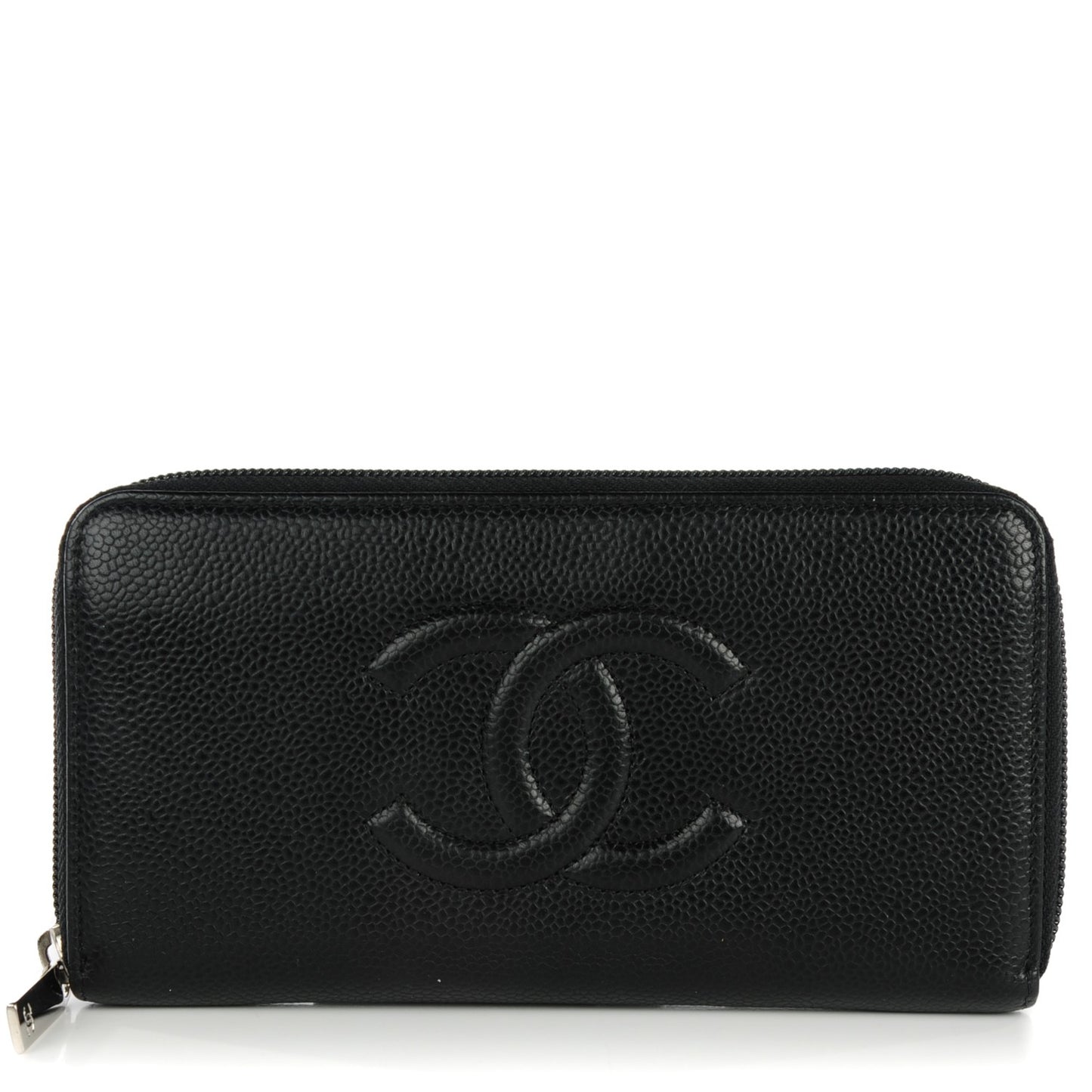 Caviar Timeless CC Large Gusset Zip Around Wallet Black