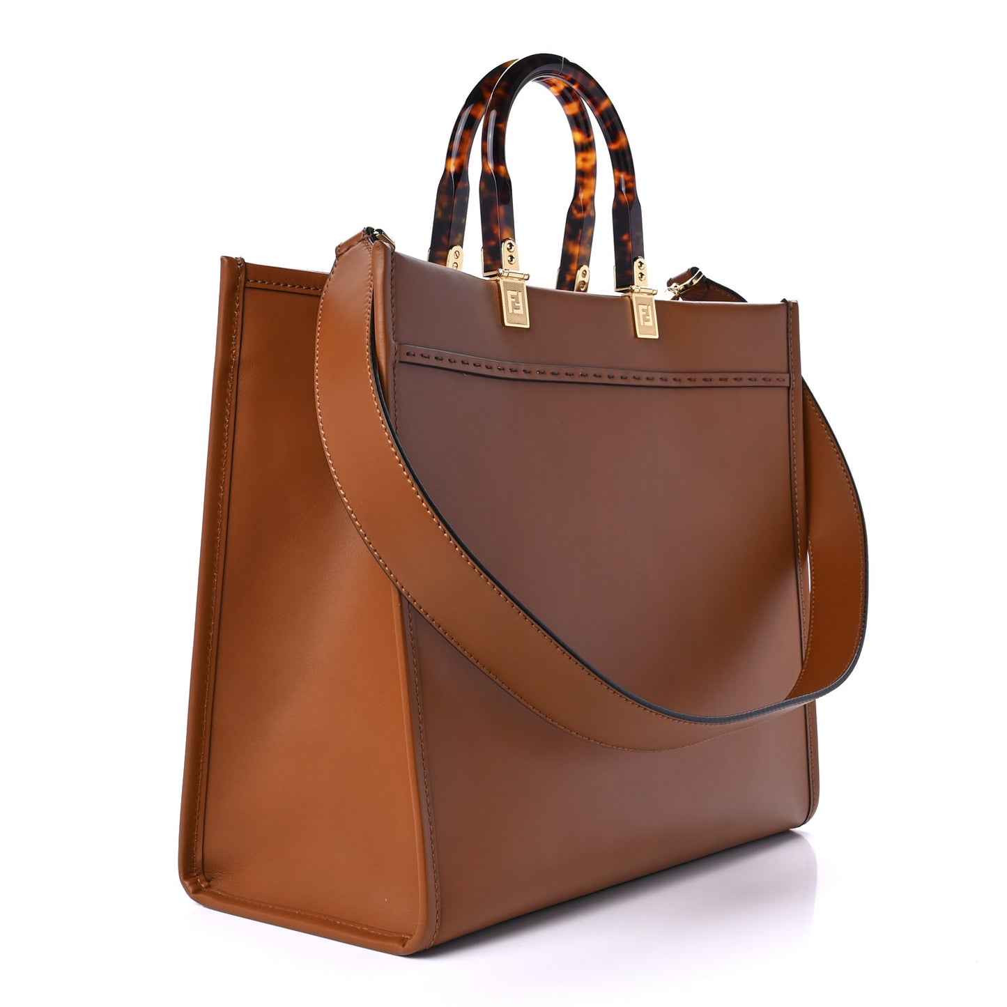 Vitello King Plexiglass Medium Fendi Sunshine Shopper Tote Cuoio