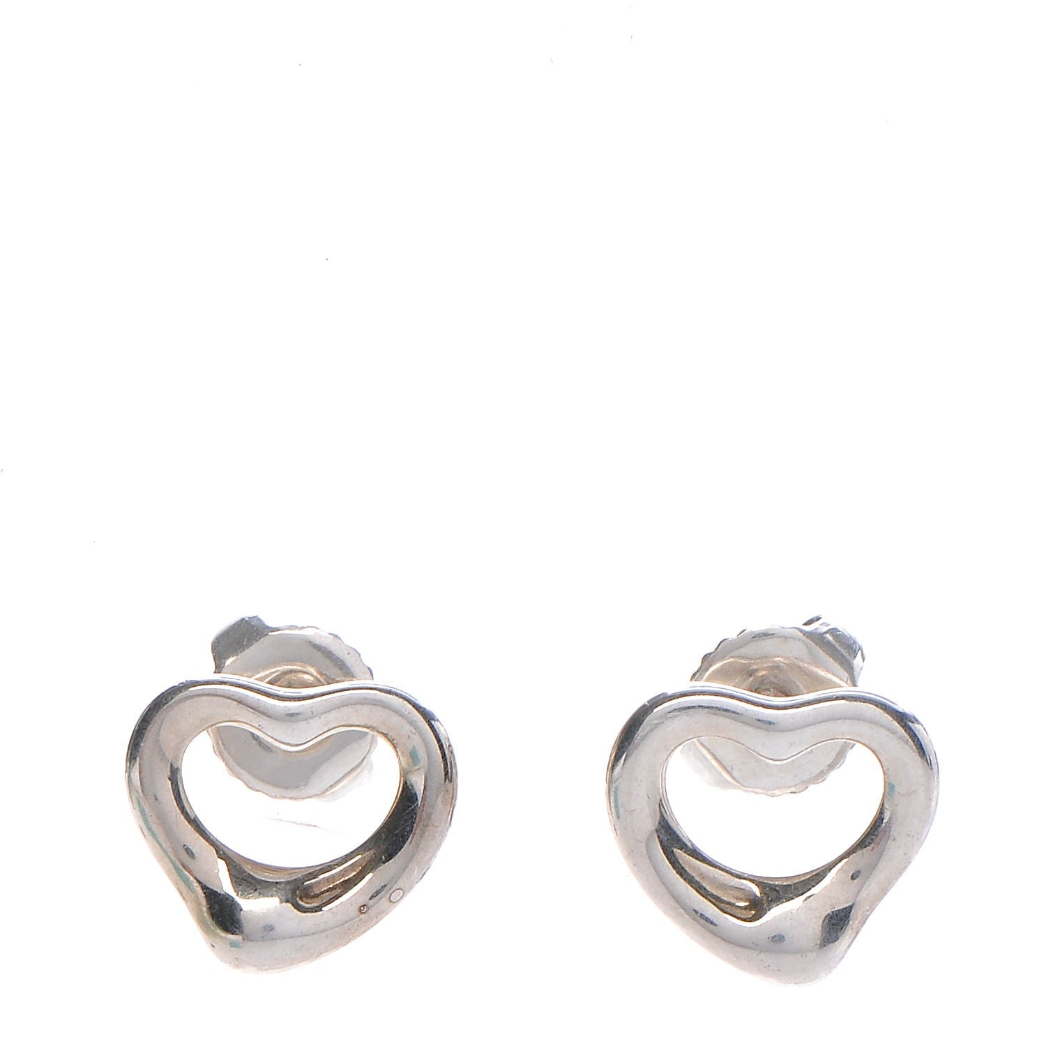 Tiffany Sterling Silver 11mm Elsa Peretti Open Heart Earrings 1 of 7