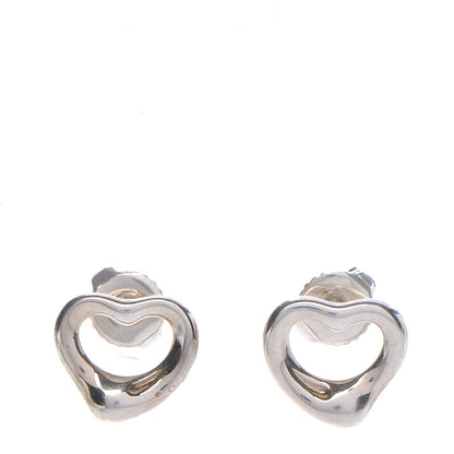 Tiffany Sterling Silver 11mm Elsa Peretti Open Heart Earrings 1 of 7