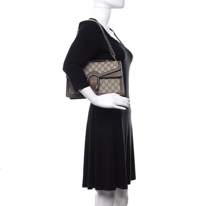 Gucci GG Supreme Monogram Textured Dollar Calfskin Top Handle Dionysus Shoulder Bag Beige Ebony New Acero 3 of 11