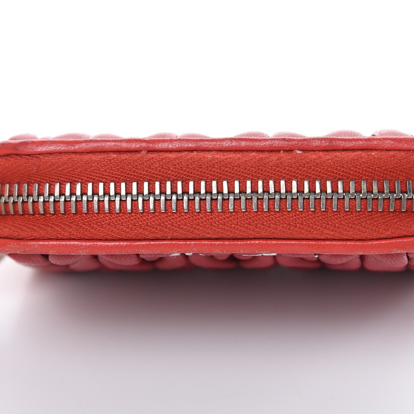 Nappa Matelasse Zip Around Compact Wallet Fuoco