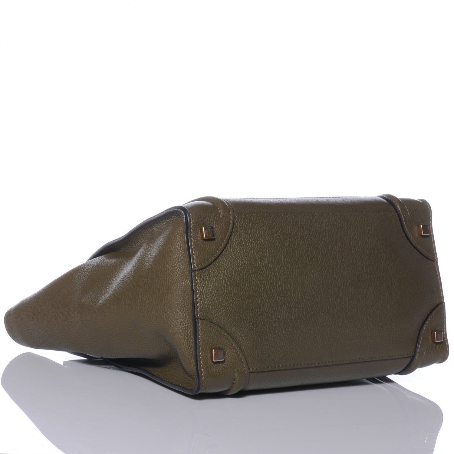 Celine Drummed Calfskin Mini Luggage Olive Green 5 of 9