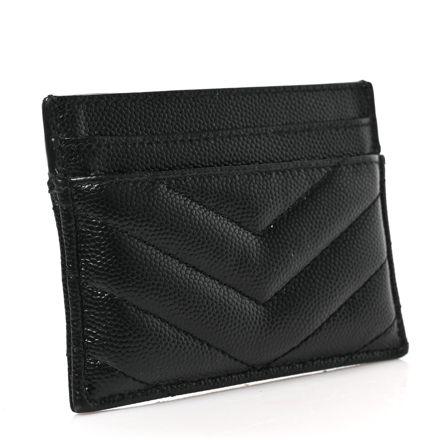 Grain De Poudre Matelasse Chevron Monogram Credit Card Case Black