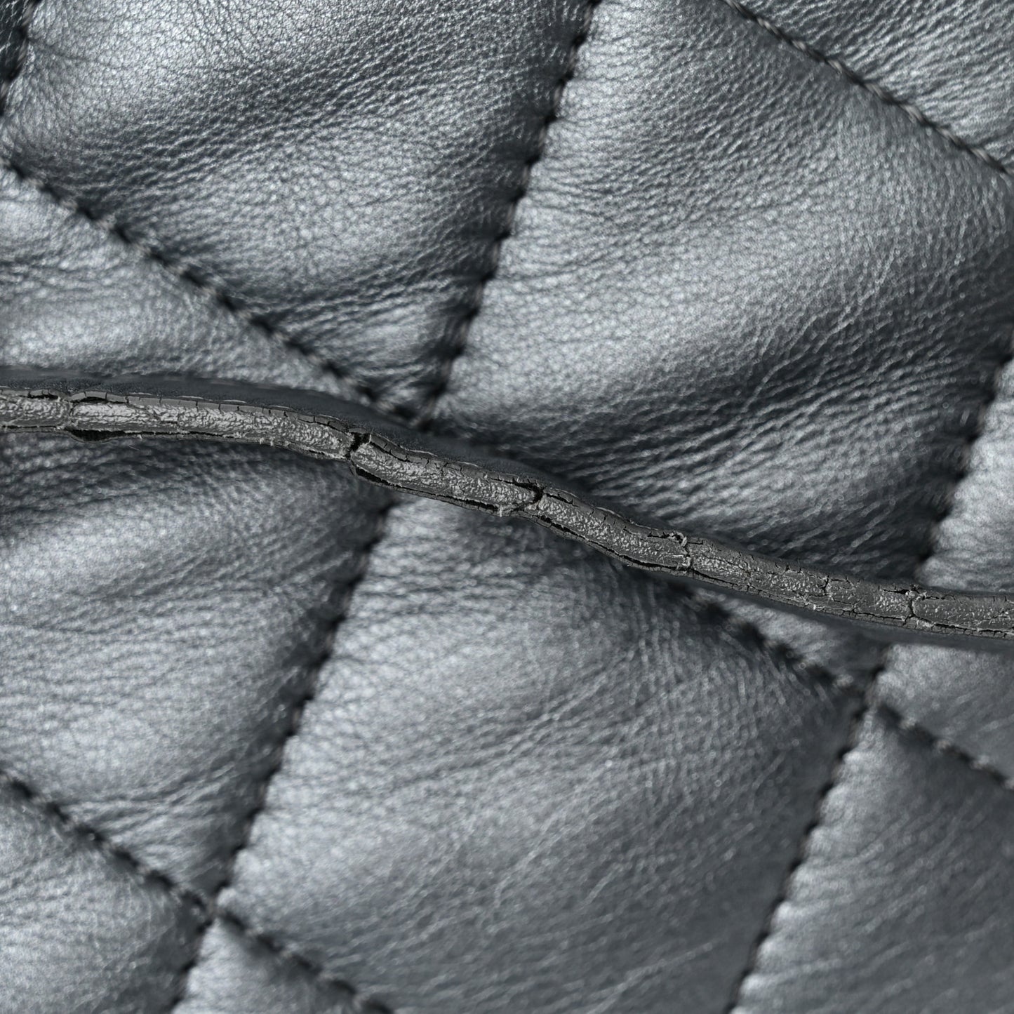 Metallic Lambskin Quilted Large Week End on Mars Tote Charcoal