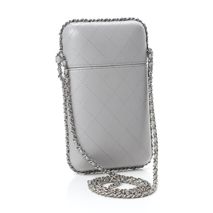 Chanel Lambskin Quilted Chain Around Phone Holder Grey 3 of 11