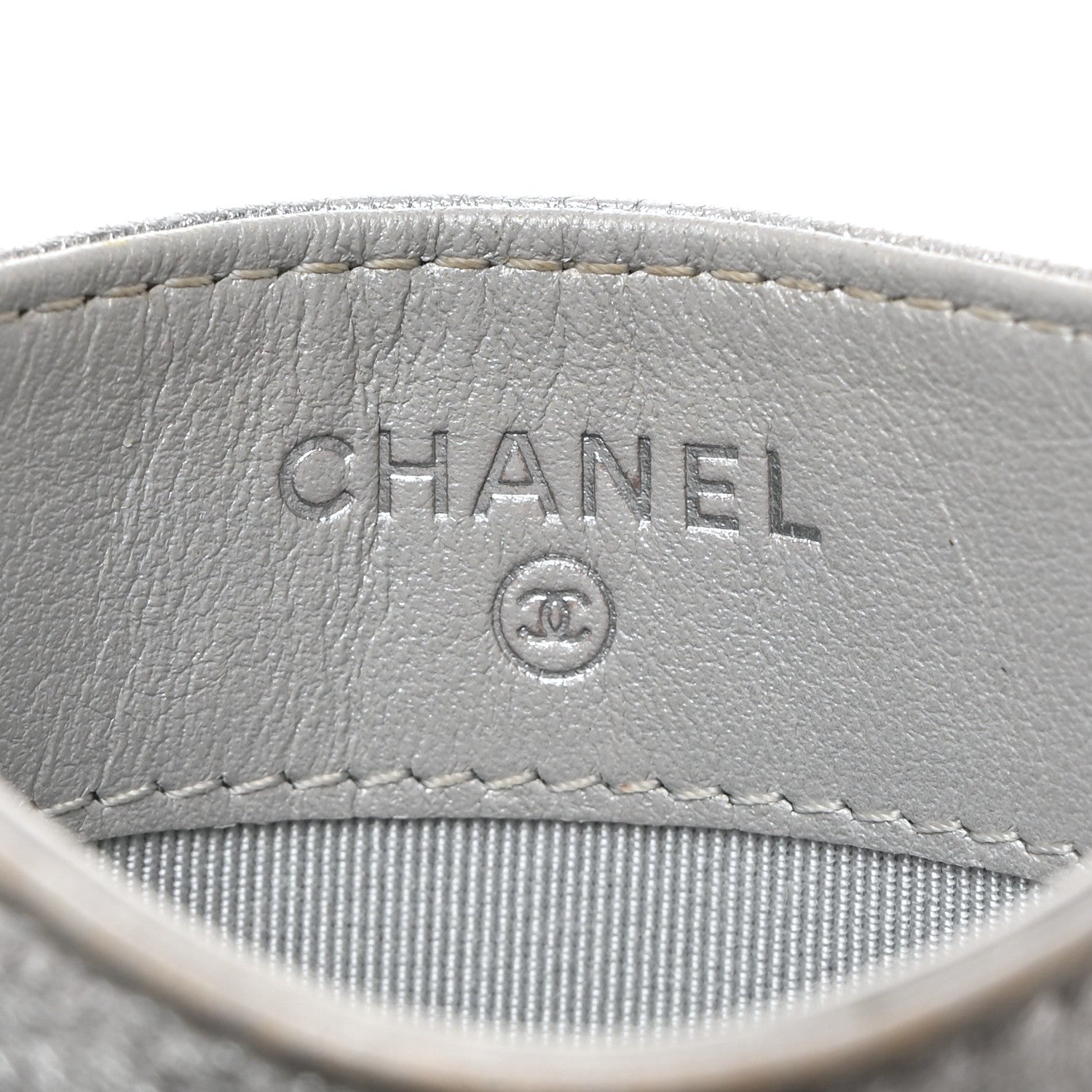 Chanel Metallic Lambskin Quilted Card Holder Silver 6 of 13